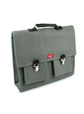 grote boekentas grijs canvas met leder