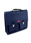 grote boekentas navy canvas met leder