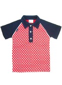 polo rouge & pois blanc