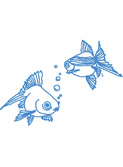 muursticker Jack & Jim, les poissons bleu