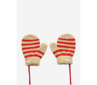 Red stripes knitted mittens │Bobo Choses