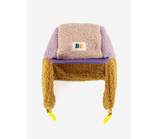 Color Block pink sheepskin chapka - Bobo Choses