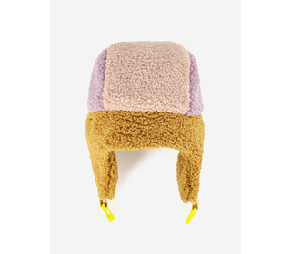 Color Block pink sheepskin chapka - Bobo Choses