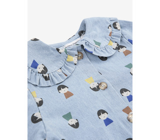Game Pawns all over light denim blouse - Bobo Choses