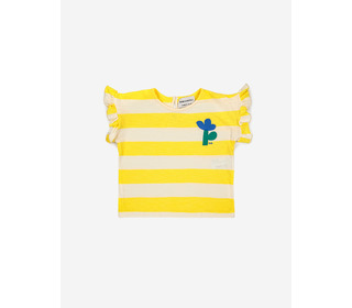 Yellow stripes ruffle t-shirt│Bobo Choses