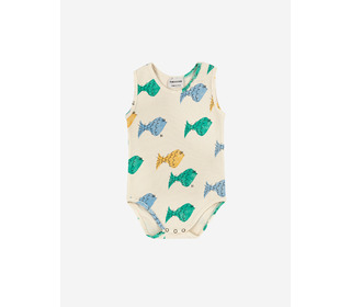 Multicolor fish all over sleeveless body - Bobo Choses