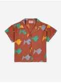 Multicolor fish all over woven shirt