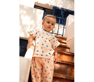 Multicolor stars all over ruffle t-shirt - Bobo Choses