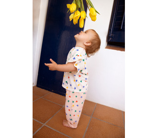 Multicolor stars all over ruffle t-shirt - Bobo Choses