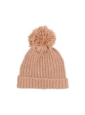 Pom pom soft knit hat - antic rose