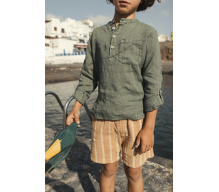 Linen kurta shirt - khaki - Búho