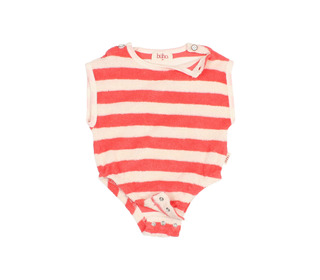 BB Terry stripes romper - coral - Búho
