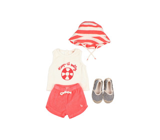 BB Terry stripes hat - coral - Búho