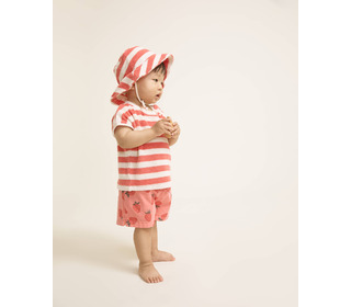 BB Terry stripes hat - coral - Búho