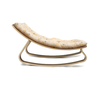 Baby Rocker LEVO in Walnut with Garbo & Friends Mimosa cushion - Charlie Crane