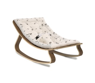 Baby Rocker LEVO in Walnut with Rose in April Fawn Cushion - Charlie Crane