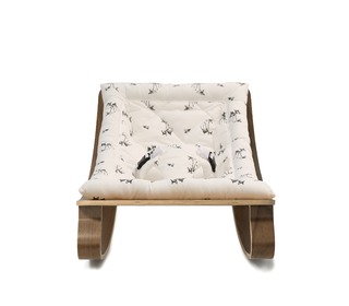 Baby Rocker LEVO in Walnut with Rose in April Fawn Cushion - Charlie Crane
