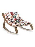 Baby Rocker LEVO in Walnut with Hibiscus Le Petit Lucas du Tertre cushion