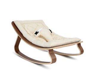 Baby Rocker LEVO in Walnut with Organic White cushion - Charlie Crane