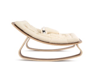 Baby Rocker LEVO in Walnut with Organic White cushion - Charlie Crane