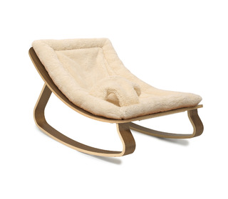 Baby Rocker LEVO in Walnut with Fur Milk cushion - Charlie Crane