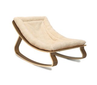 Baby Rocker LEVO in Walnut with Fur Milk cushion - Charlie Crane