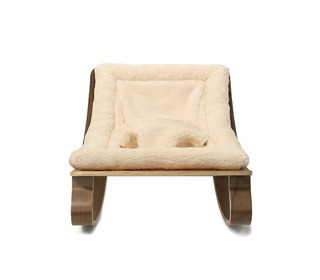 Baby Rocker LEVO in Walnut with Fur Milk cushion - Charlie Crane