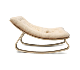 Baby Rocker LEVO in Walnut with Fur Milk cushion - Charlie Crane