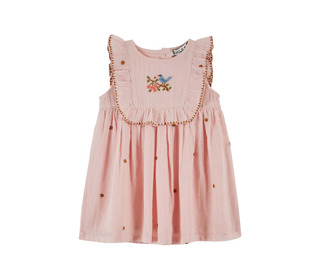 Robe brodé - fleurs rose macaron - Emile et Ida