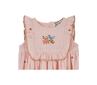Robe brodé - fleurs rose macaron - Emile et Ida
