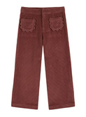 Pantalon velours poches fleurs - violine