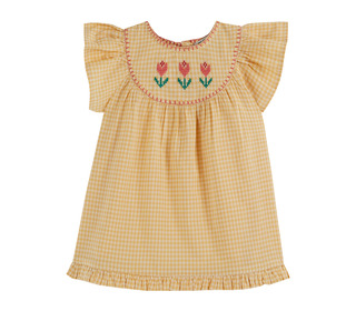 Robe BB vichy - jaune brodee - Emile et Ida