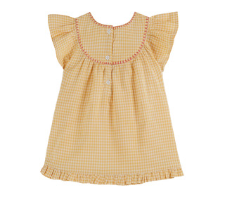 Robe BB vichy - jaune brodee - Emile et Ida