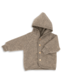 Hooded jacket, with wooden buttons - walnut mélange