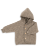 Hooded jacket, with wooden buttons - walnut mélange