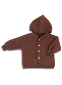 Hooded jacket, with wooden buttons - cinnamon