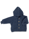 Hooded jacket, with wooden buttons - blue mélange