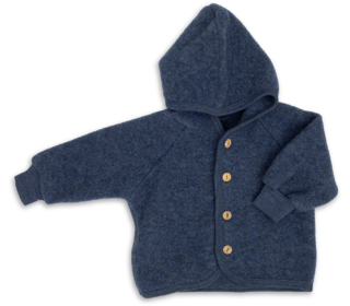 Hooded jacket, with wooden buttons - blue mélange - Engel Natur Hooded jacket, with wooden buttons - blue mélange - Engel Natur