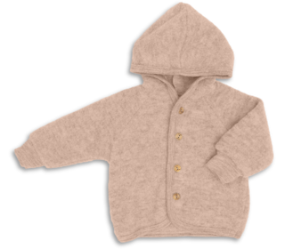 Hooded jacket, with wooden buttons - sand mélange - Engel Natur