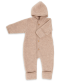 Hooded baby overall, with buttons and cuffs - sand mélange