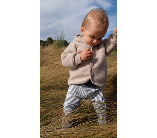 Hooded jacket, with wooden buttons - sand mélange - Engel Natur