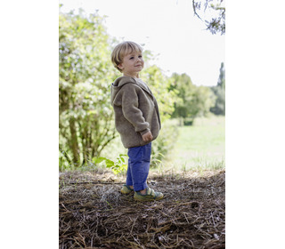 Hooded jacket, with wooden buttons - walnut mélange - Engel Natur