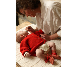Cardigan Inga - red - Hvid Cardigan Inga - red - Hvid