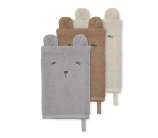 3-pack washcloth animal - bear - Konges Sløjd