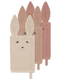 3-pack washcloth animal - rose bunny