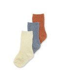 3 pack rib socks - bisquit/quarry blue/lemon sorbet