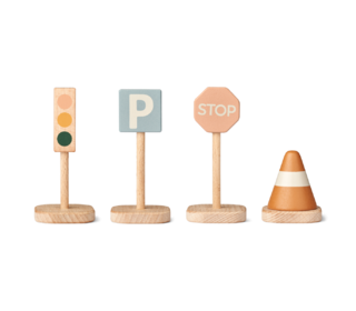 Village traffic signs 4-pack - mustard multi mix - Liewood