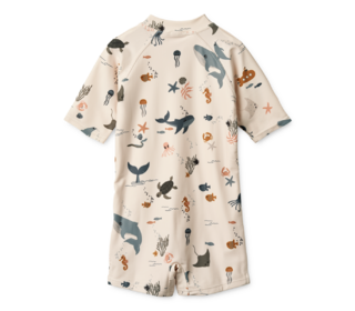 Max printed shortsleave swim jumpsuit - sea creature / sandy - Liewood