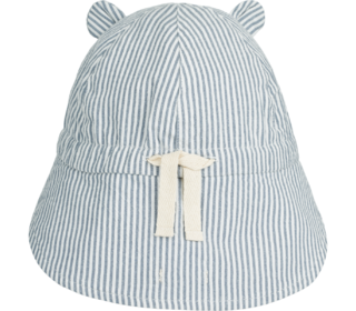 Gorm reversible seersucker sun hat  - blue wave / creme de la creme - Liewood