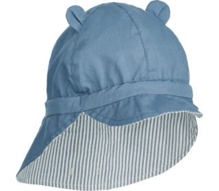 Gorm reversible seersucker sun hat  - blue wave / creme de la creme - Liewood